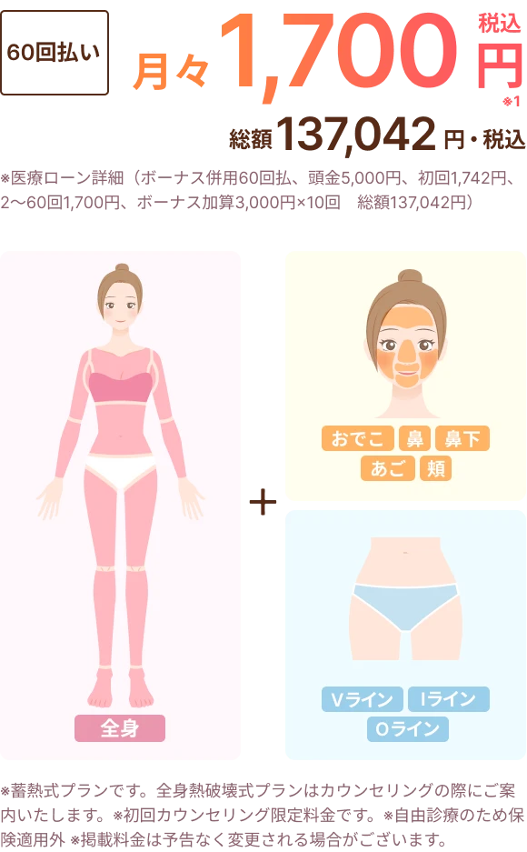 全身＋顔＋VIOプラン料金