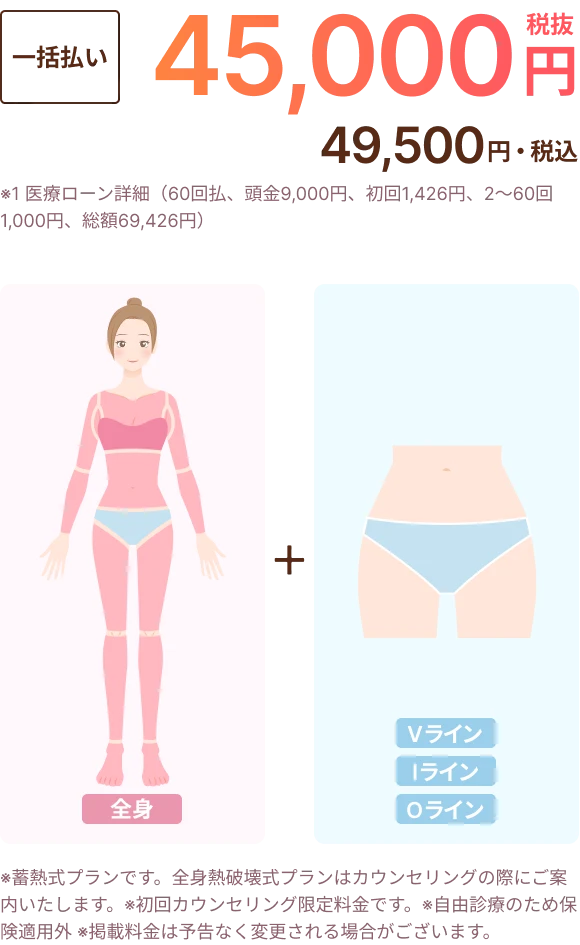 全身＋顔プラン料金