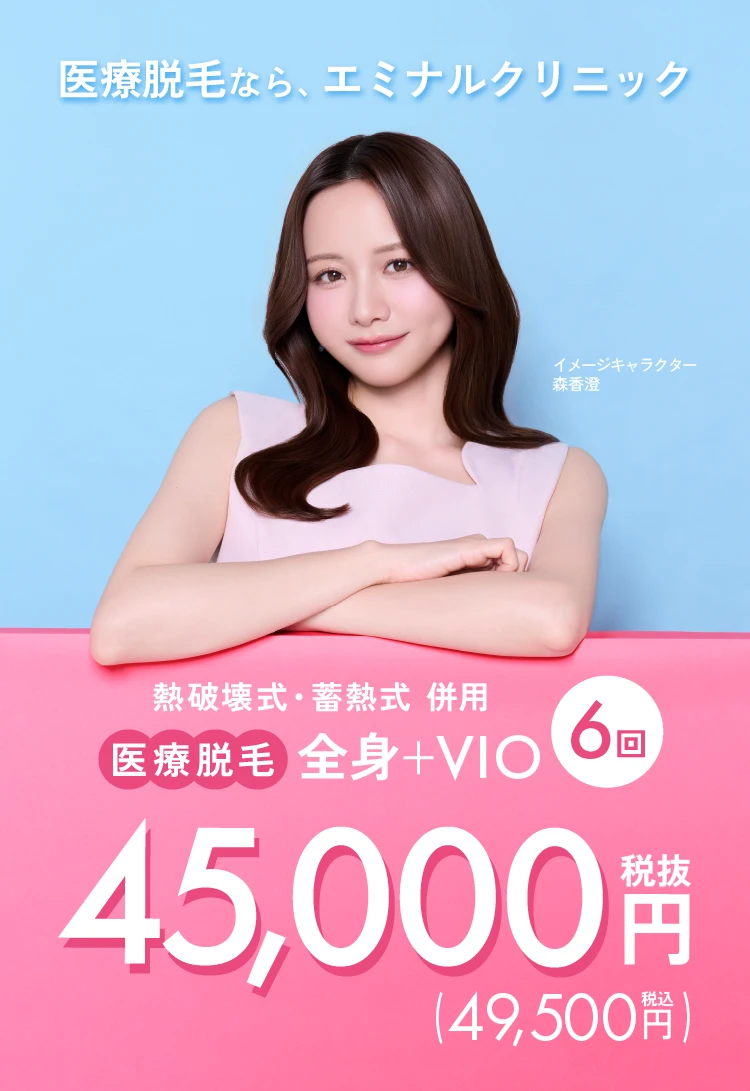 熱破壊式・蓄熱式併用 医療脱毛 全身+VIO 6回 税込49,500円