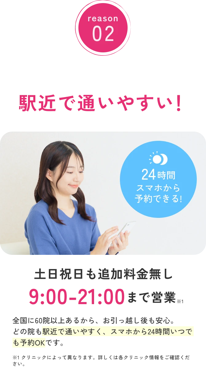 全国60院以上 駅近で通いやすい