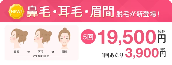 鼻毛・耳毛・眉間脱毛が新登場！