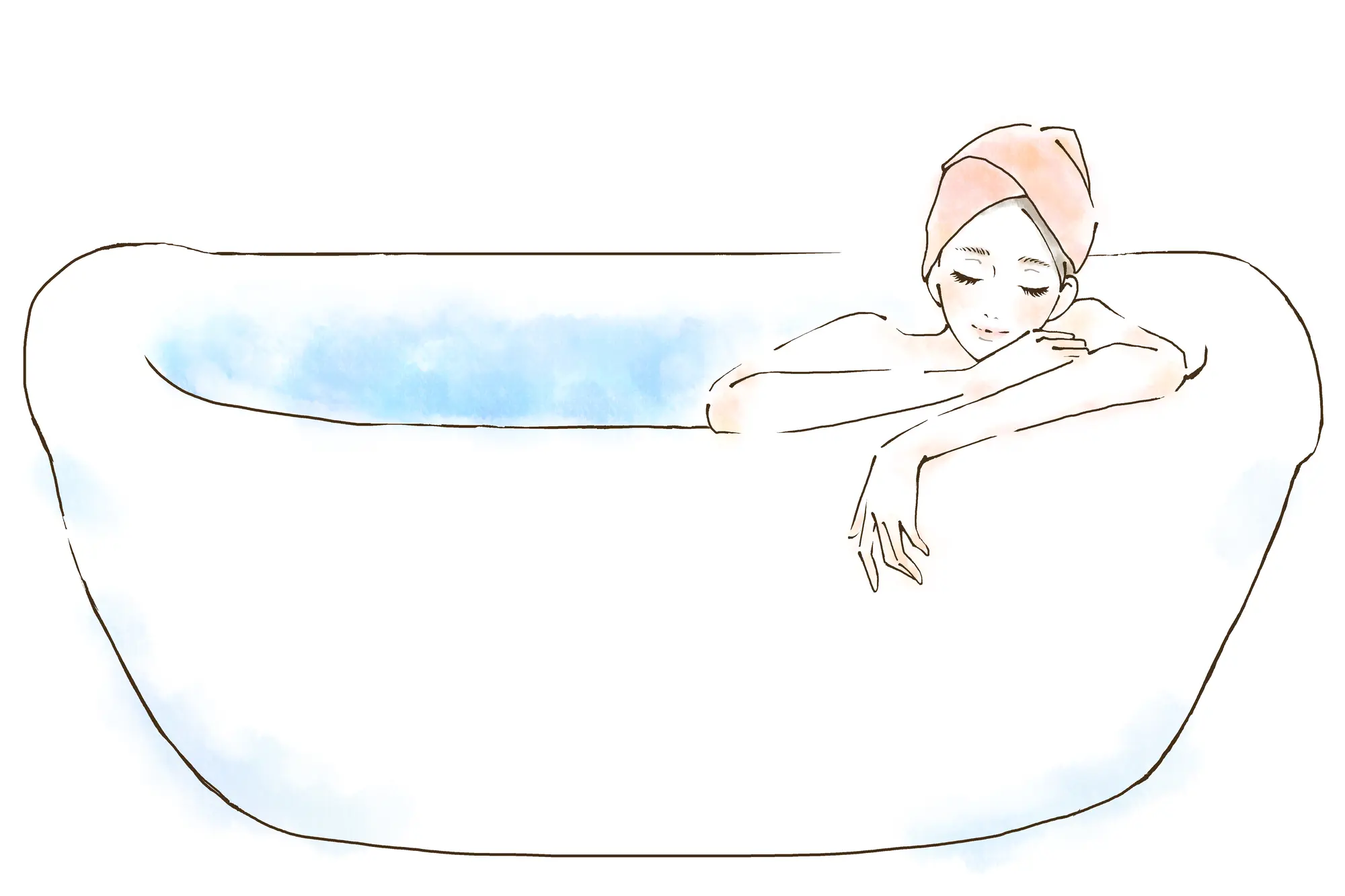 湯舟に浸かる女性のイラスト